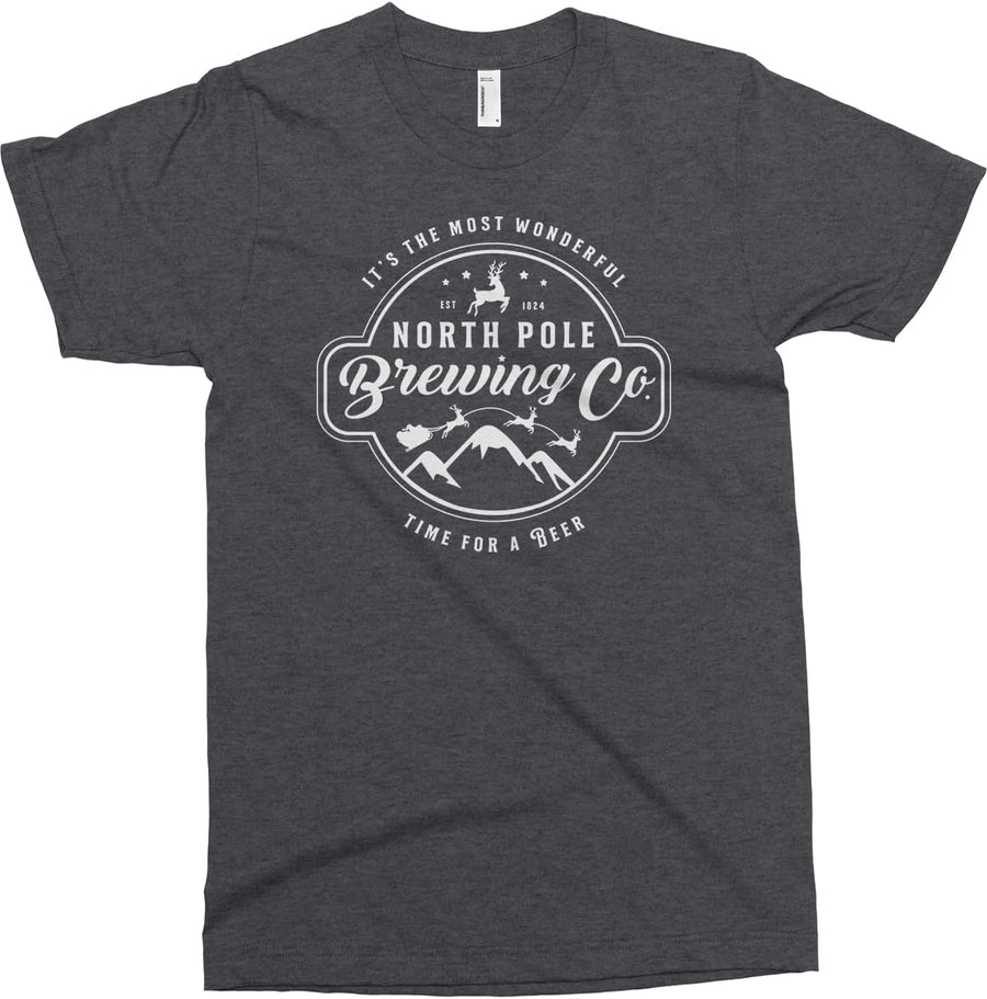 Threadrock Men's North Pole Brewing Co Faux Brewery Logo T-Shirt - Dark Heather