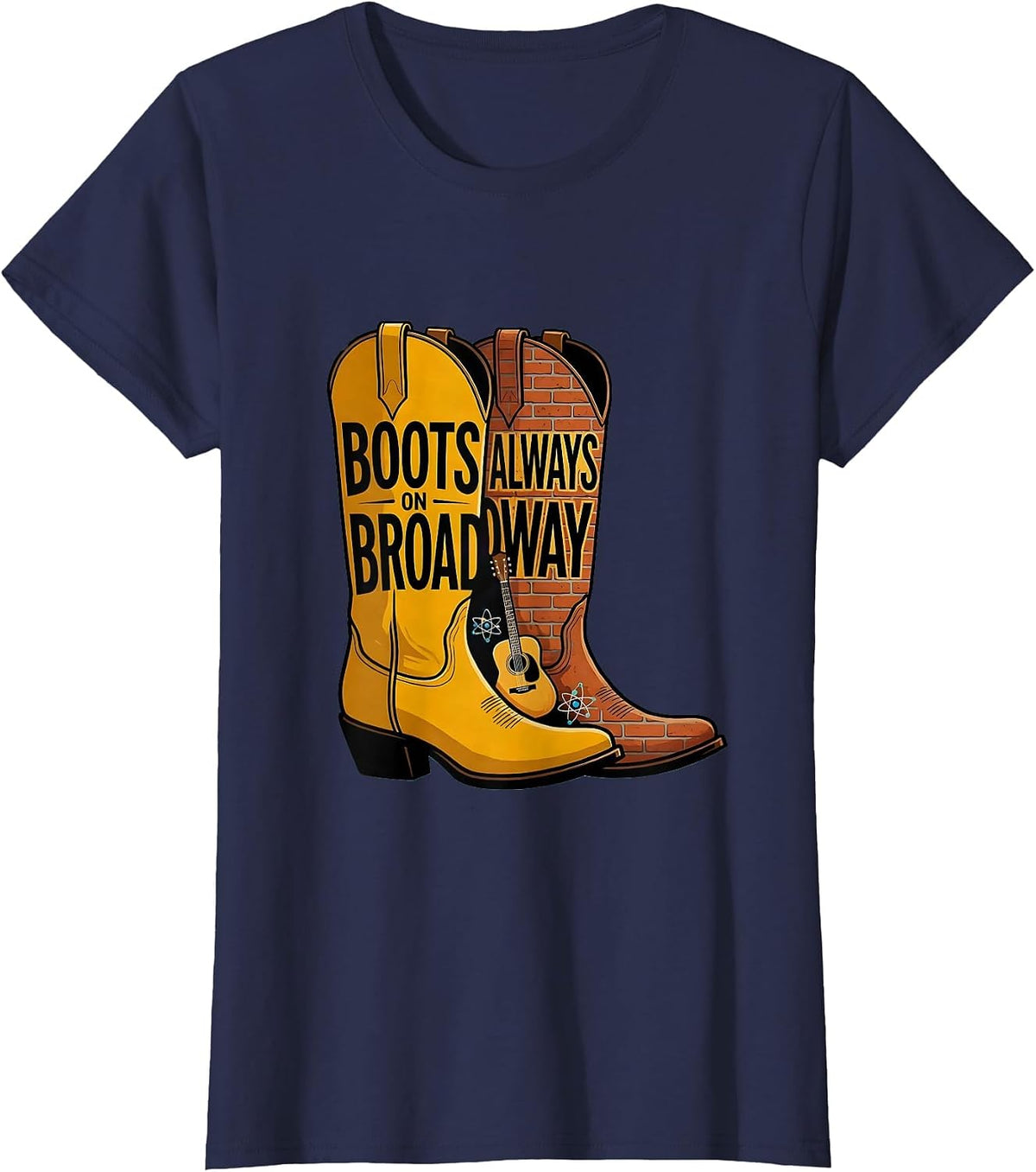 Women's Boots on Broadway Always Nashville Design T-Shirt - Navy Blue