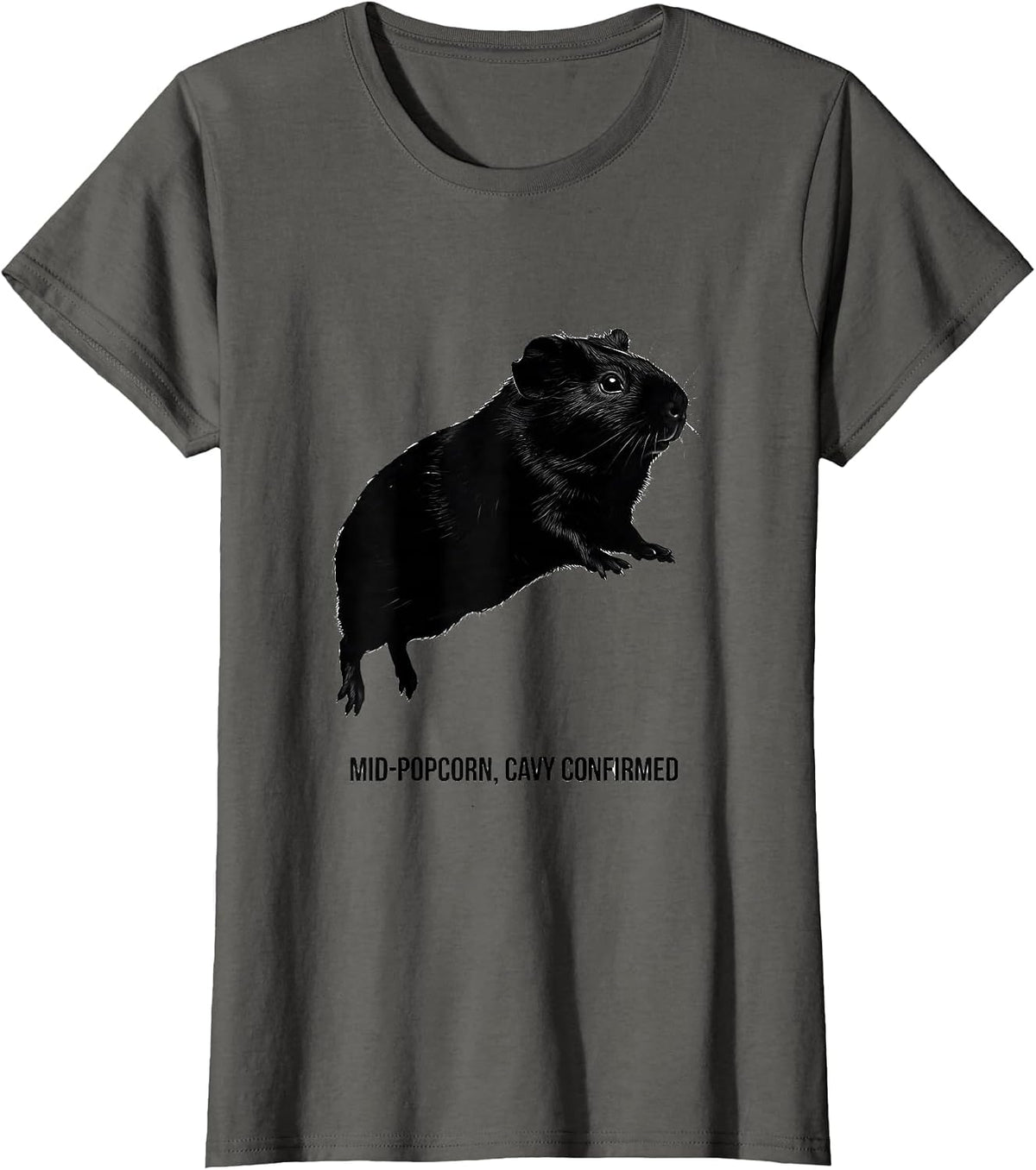 Women's Mid-Popcorn, Cavy Confirmed Funny Pig Lover Humor T-Shirt - Asphalt Grey