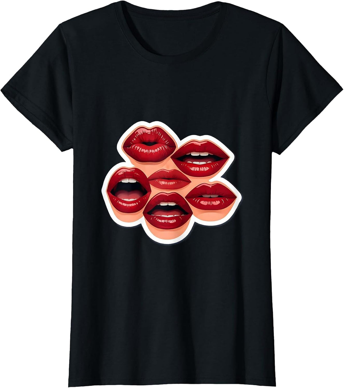 Speech Pathology Vowel Lips Illustration Design T-Shirt - Black