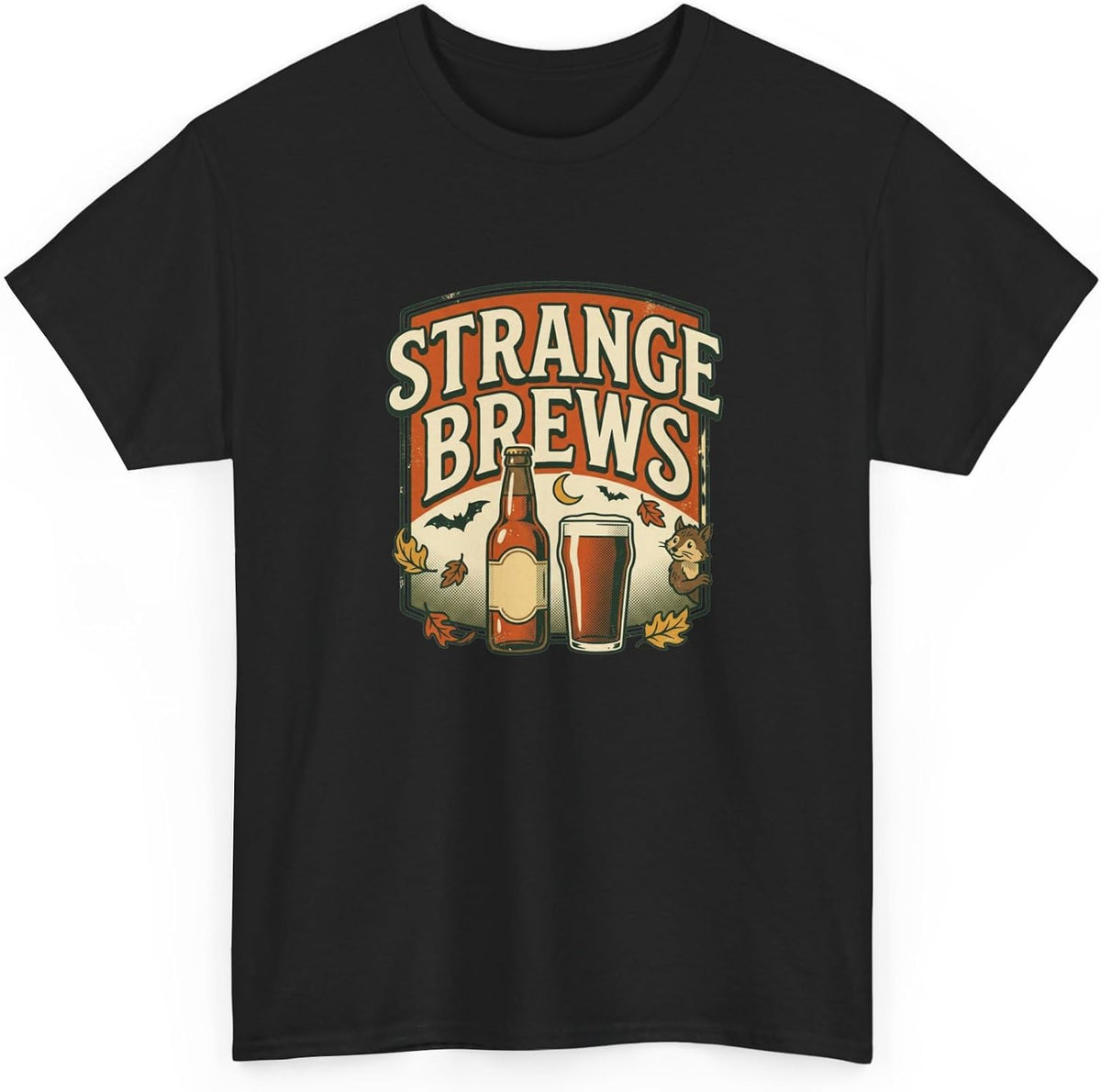 Strange Brews Beer Graphic Tee | Vintage Brewery Logo T-Shirt - Black