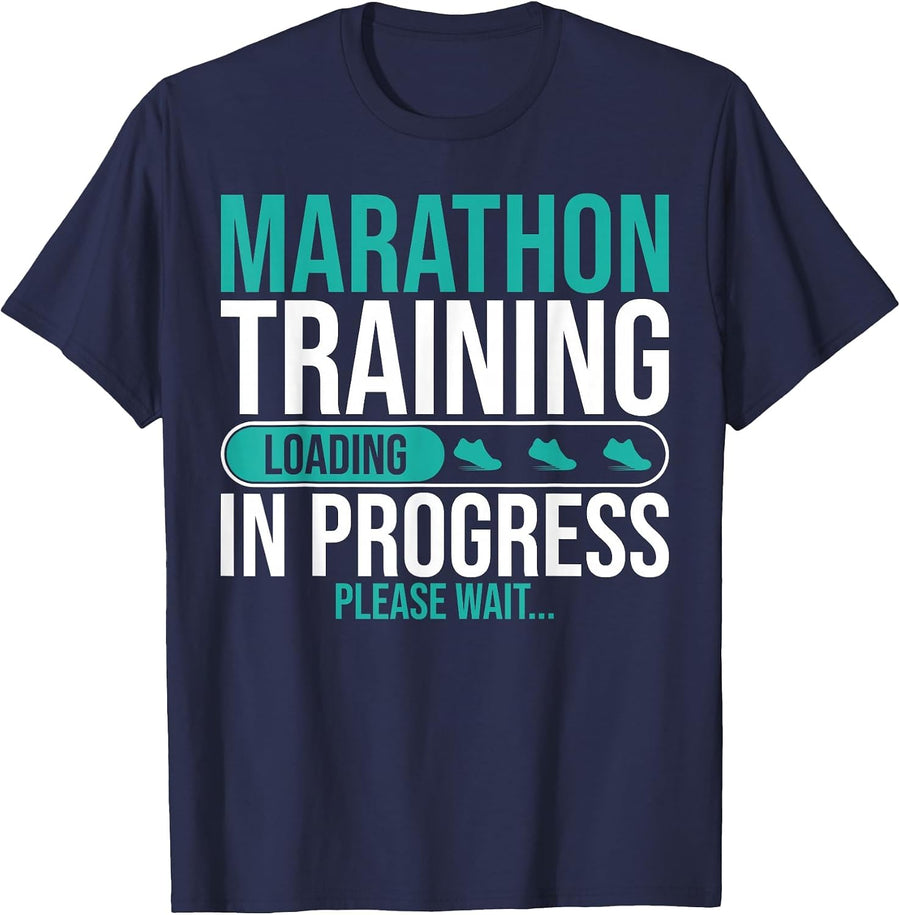 Marathon Training in Progress Marathons Finisher Running T-Shirt - Navy Blue