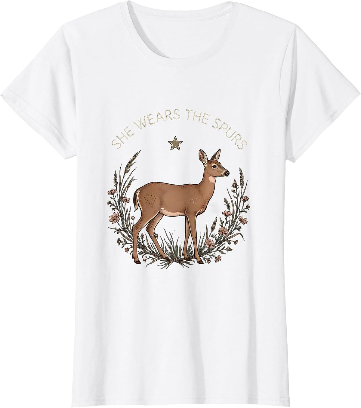 Women's She Wears The Spurs Girls Cowgirl Design T-Shirt - White