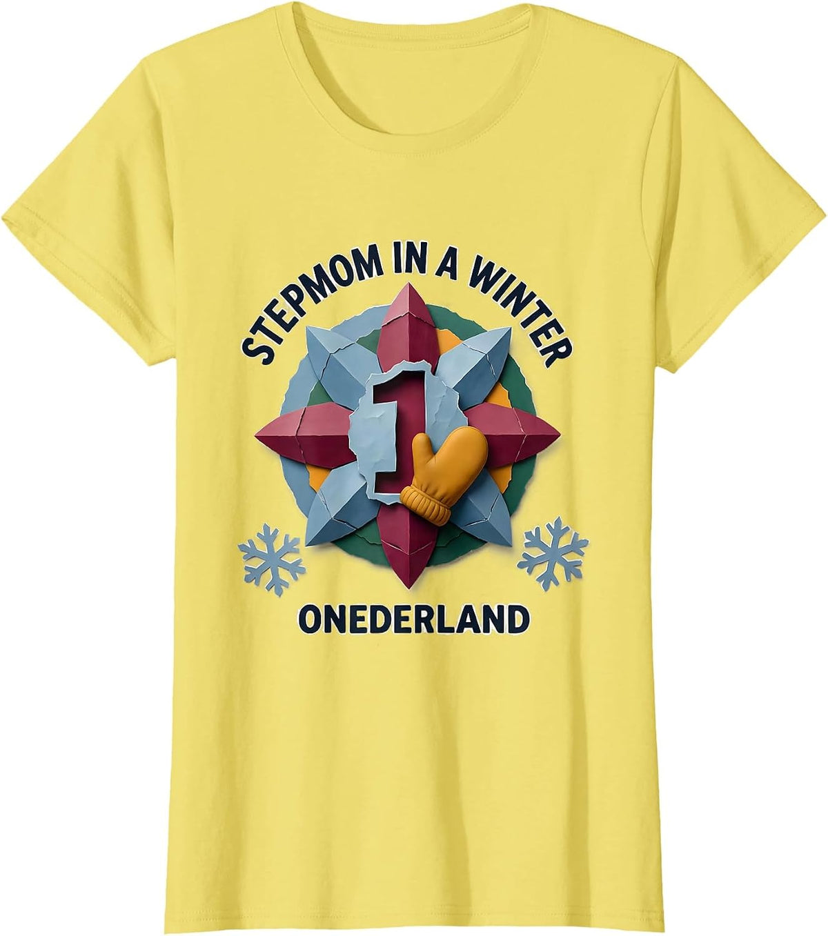 Stepmom In A Winter Onederland Storybook Family Matching T-Shirt - Lemon Yellow
