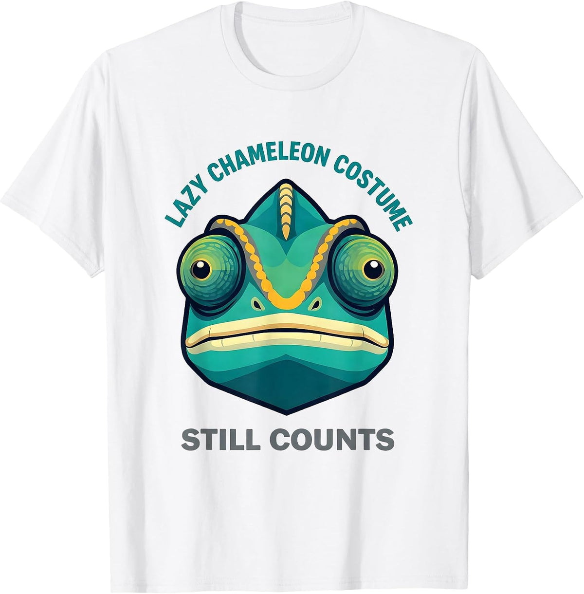 Men's Lazy Chameleon Costume Still Counts Kawaii Animal Face T-Shirt - White