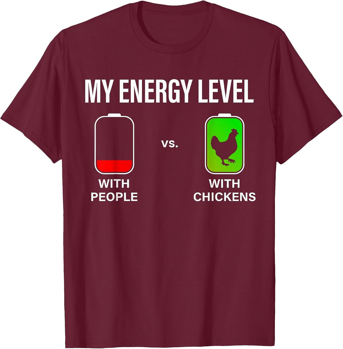 My Energy Level Funny Chicken Lover Backyard Chicken Farming T-Shirt - Burgundy