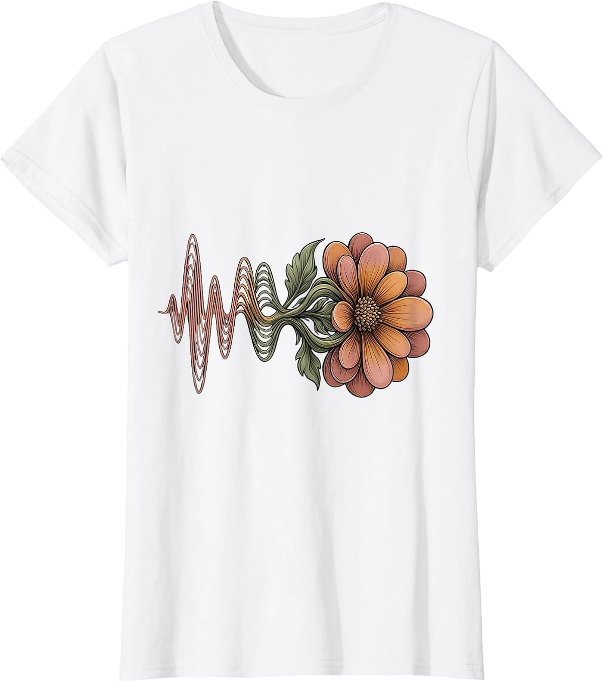Speech Therapy Sound Wave Blooming Flower Art T-Shirt - White
