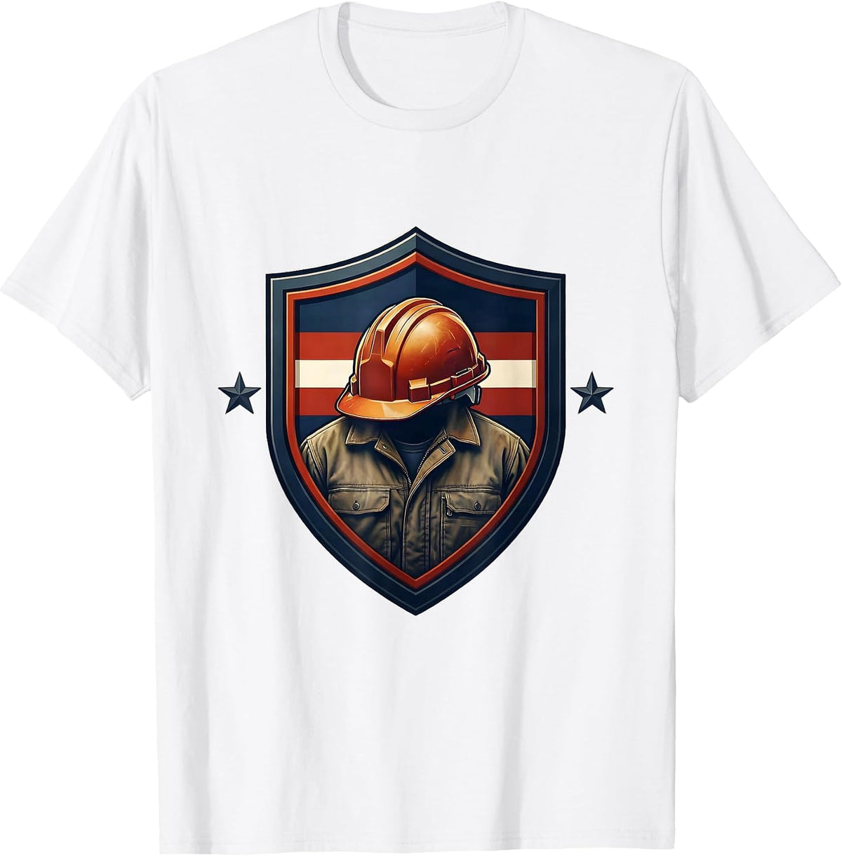 Men's Sealed Shield Badge Patriotic Union Worker Labor Day T-Shirt - White
