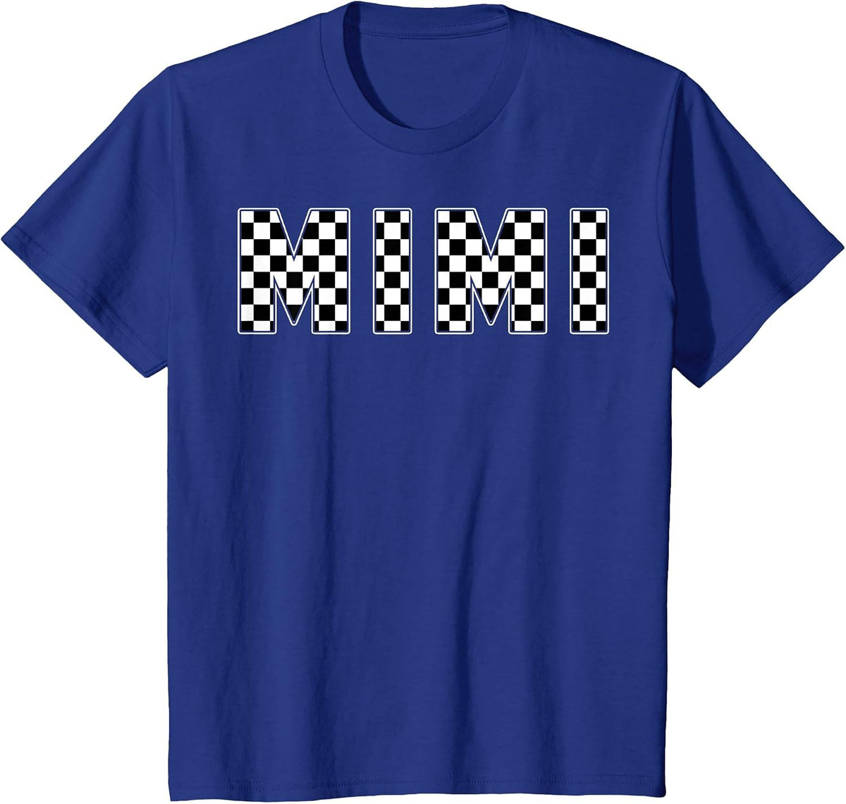 Mimi Racing Race Car Mimi Checkered Flag Pit Crew Bday T-Shirt - Royal Blue
