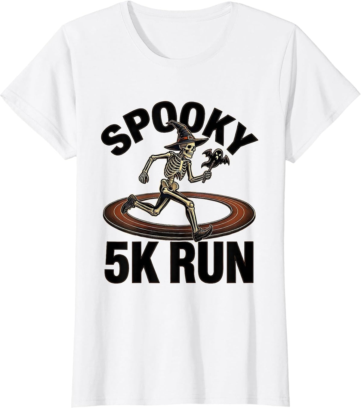 Spooky 5K Run Skeleton Runner Halloween Fun Run Matching T-Shirt - White
