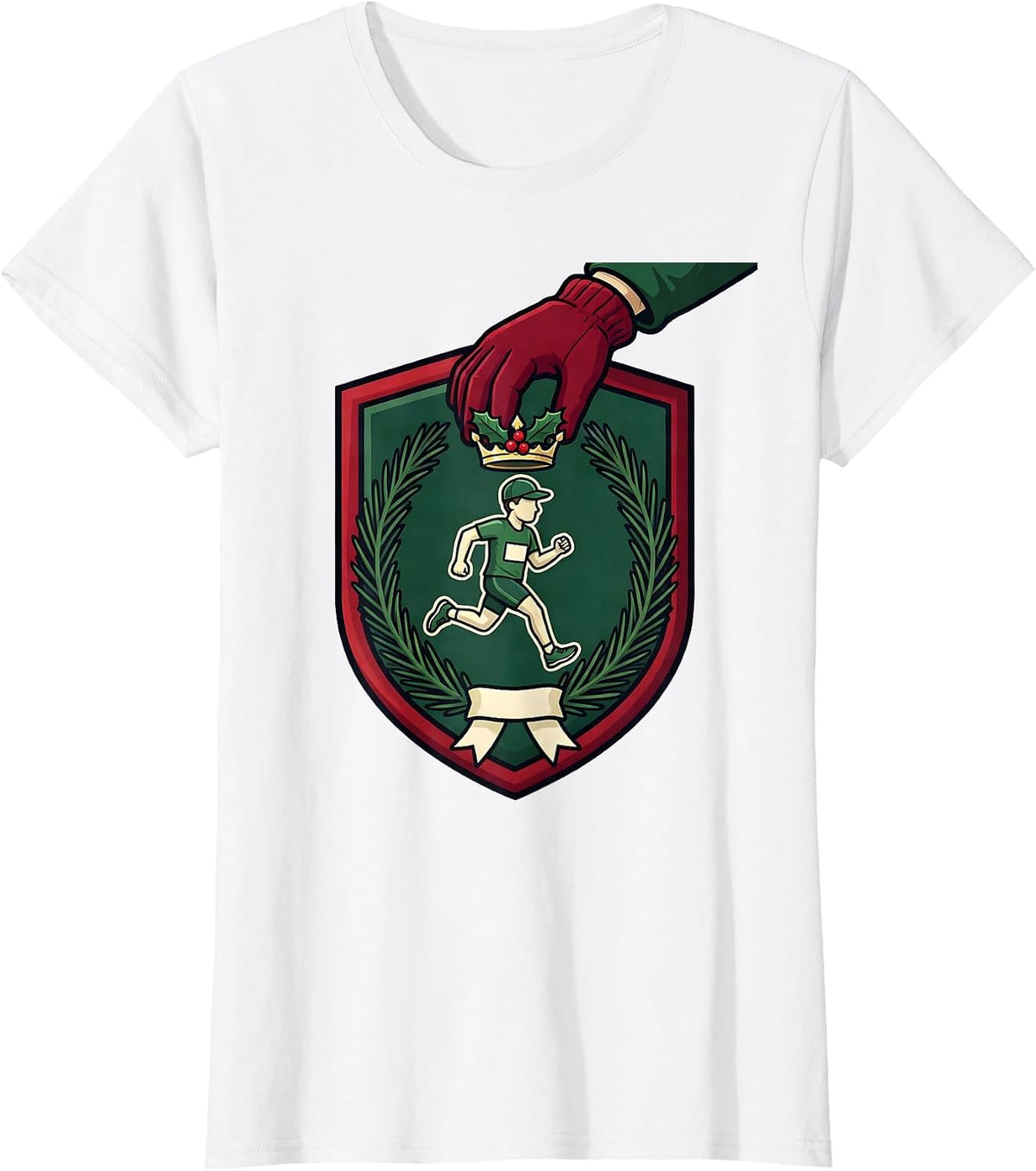 Runner Crown Christmas Fun Run Squad Humor T-Shirt - White