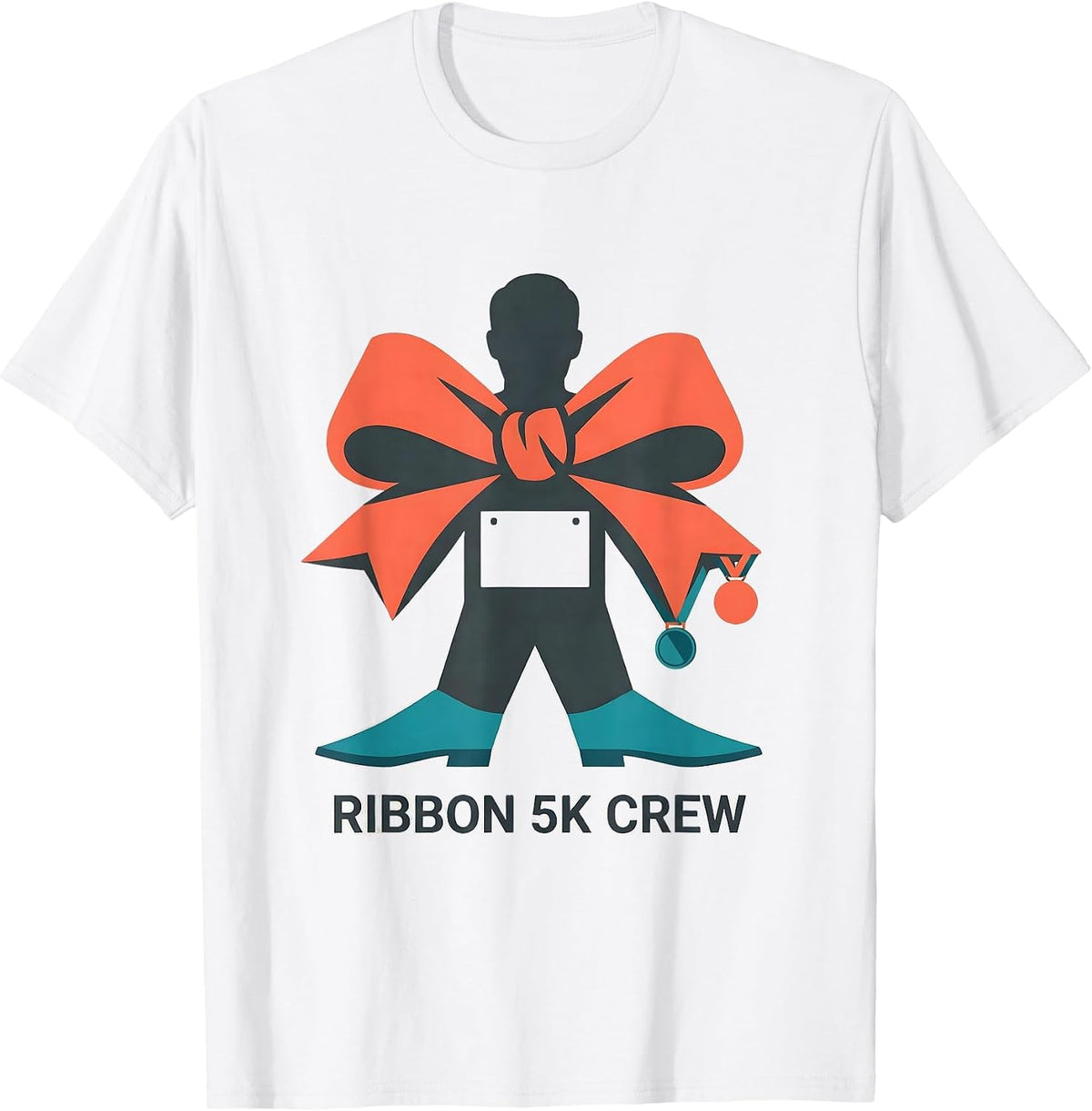 Ribbon 5K Crew Midcentury Modern Christmas Run Funny Runner T-Shirt - White