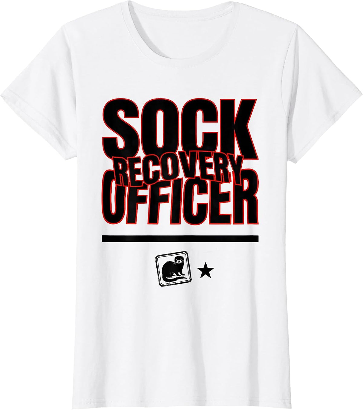 Sock Recovery Officer Funny Ferret Owner Gift T-Shirt - White