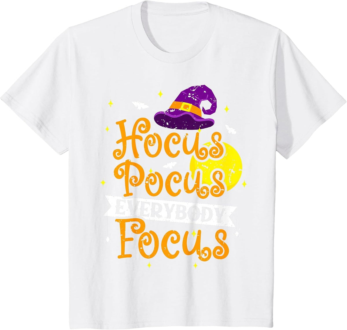 Hocus Pocus Everybody Focus Funny Halloween Teacher T-Shirt - White