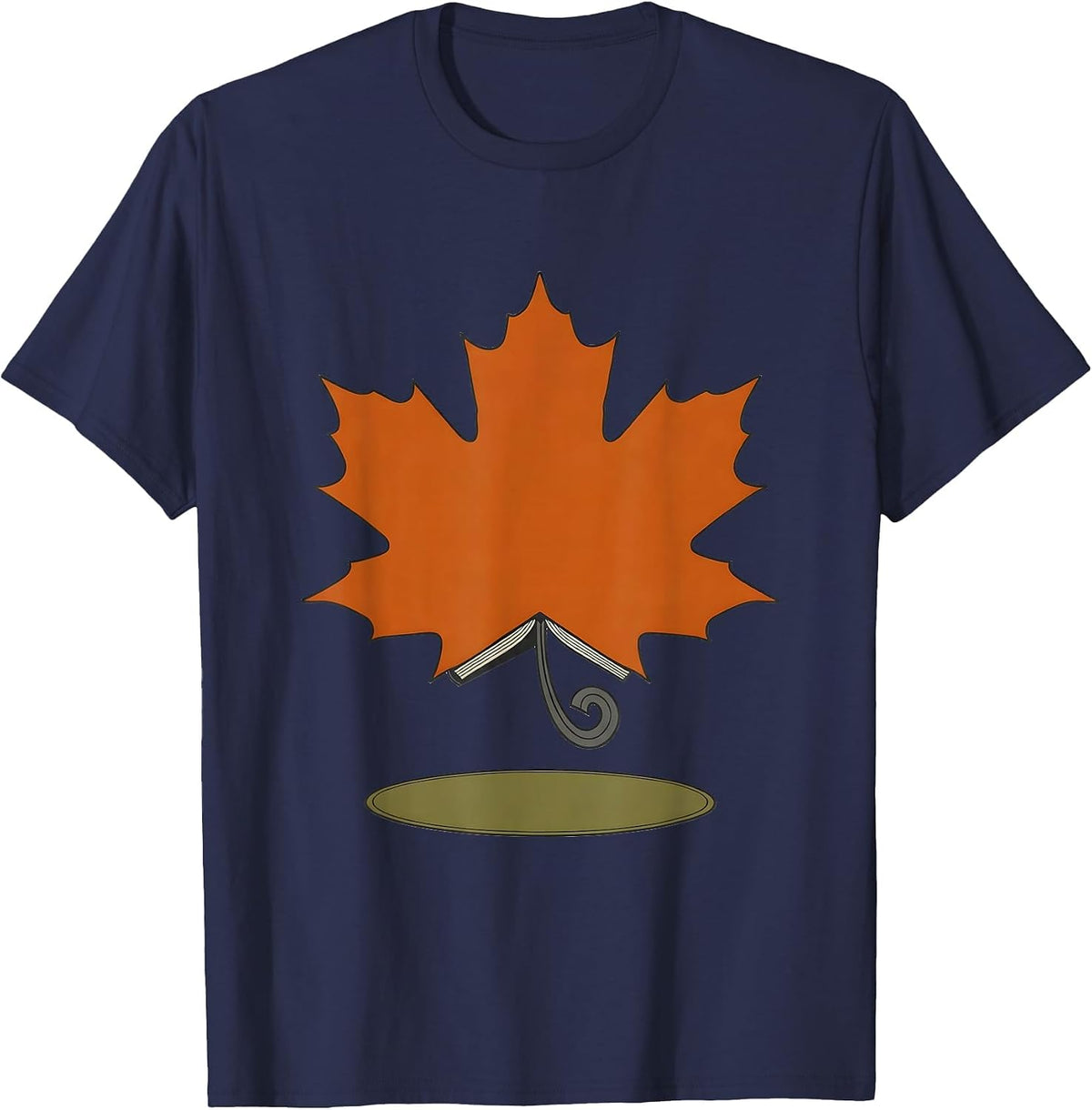 Men's Maple Leaf Teacher Fall Learning Pride Seasonal T-Shirt - Navy Blue