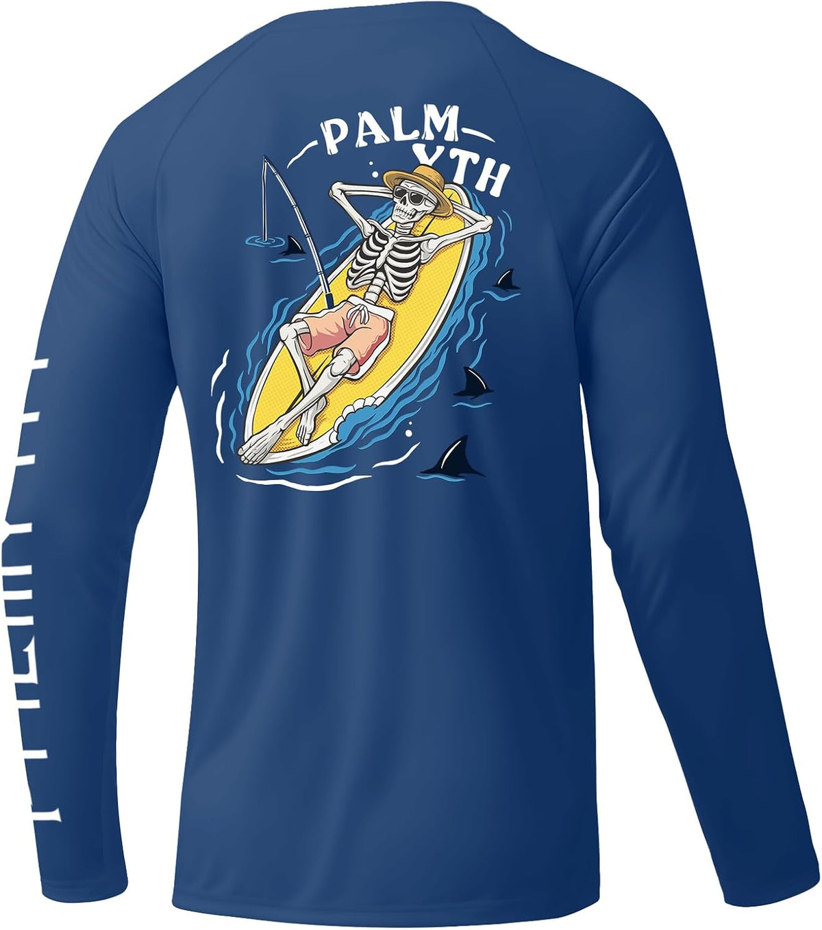 Palmyth Fishing Shirts for Men Long Sleeve UPF 50+ Sun Protection UV T Shirt Tee - Navy \/ Surf Bones