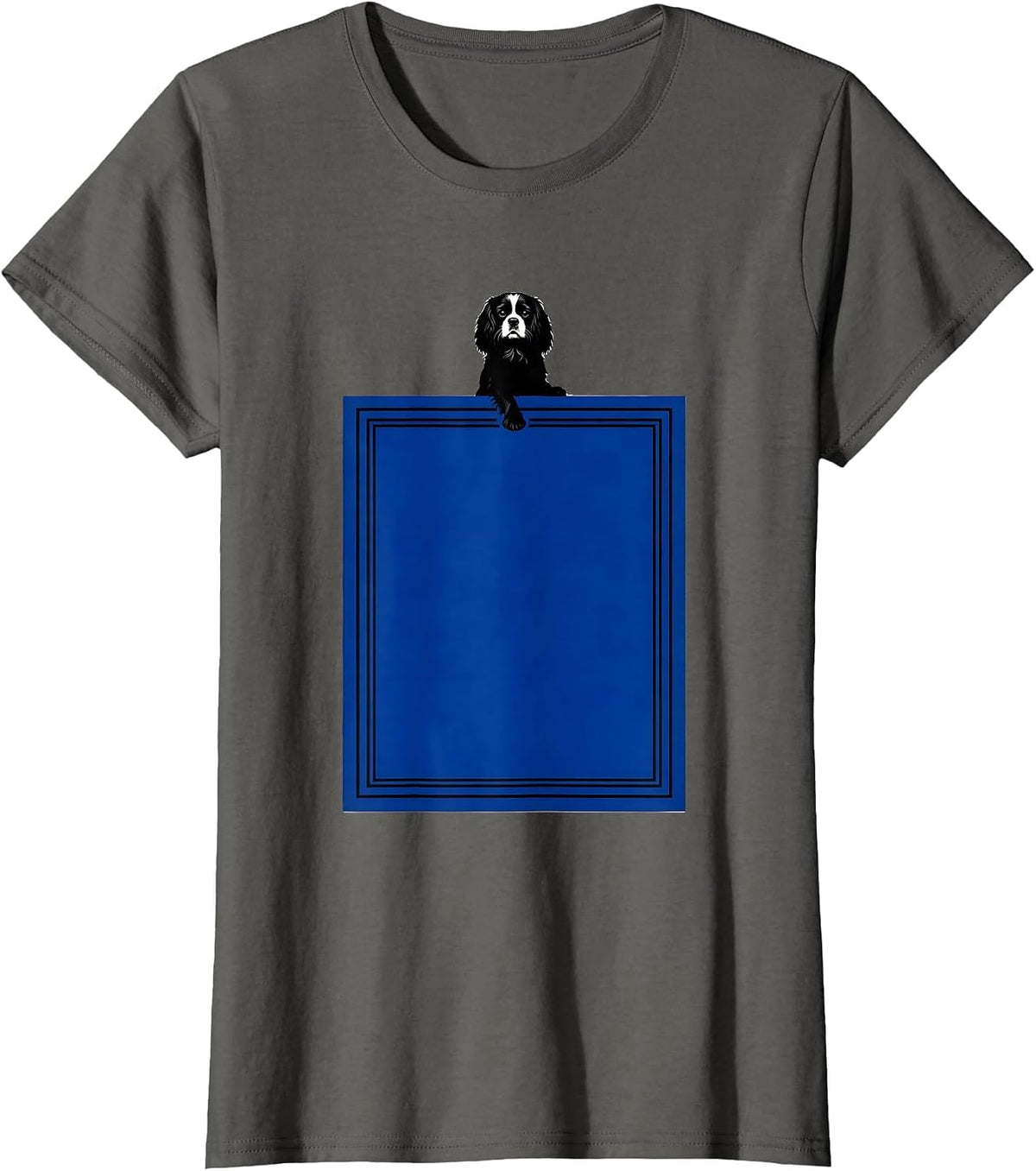 Women's Cavalier King Charles Spaniel Blenheim Silhouette Pet Pride T-Shirt - Asphalt Grey