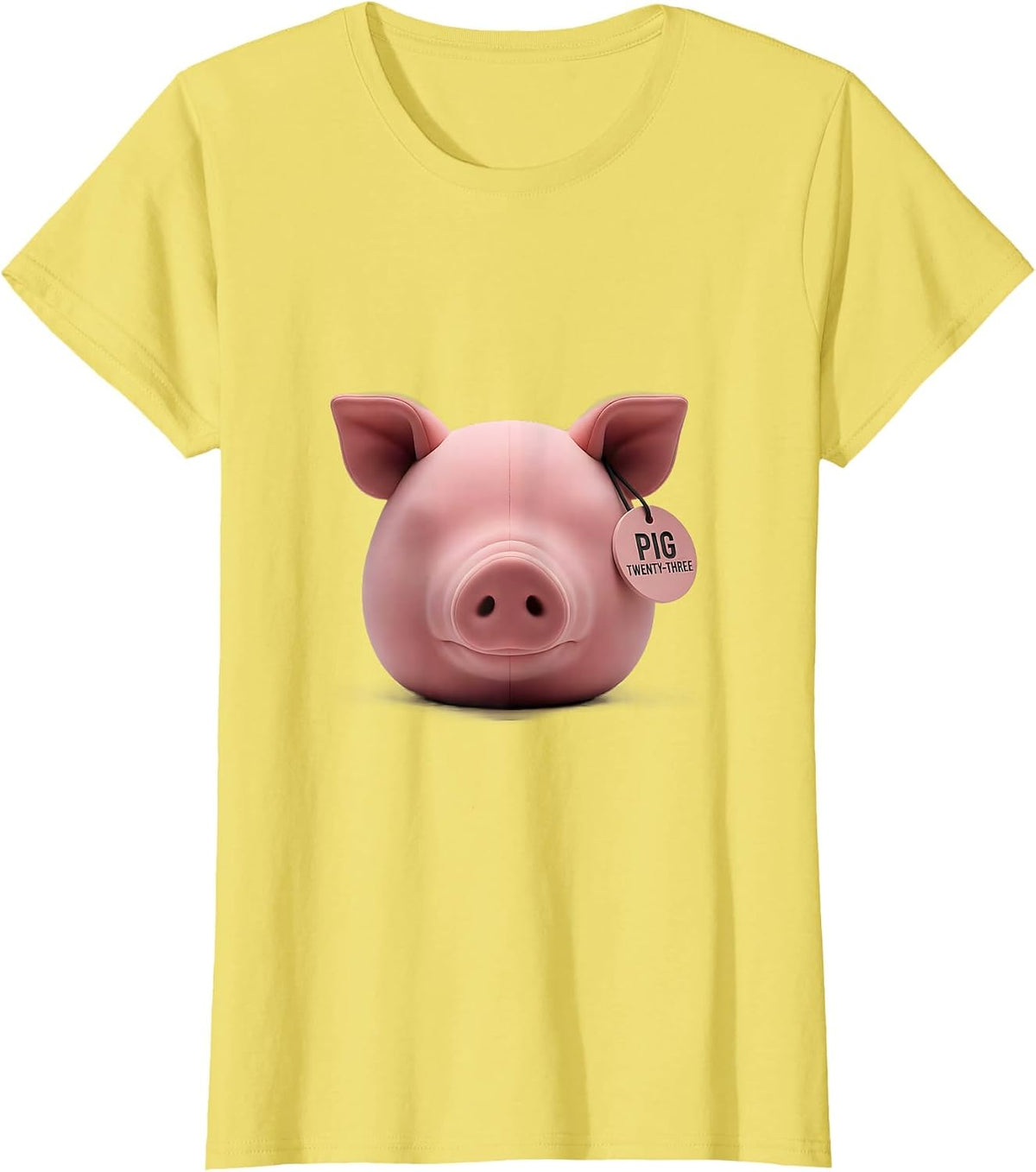 Women's Pig Twenty-Three Minimalist Funny Pig Lover Gift T-Shirt - Lemon Yellow