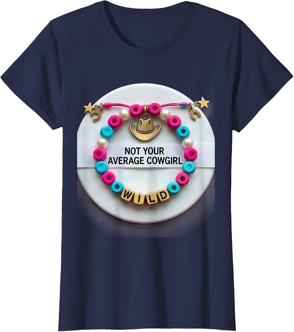 Women's Not Your Average Cowgirl Western Design T-Shirt - Navy Blue