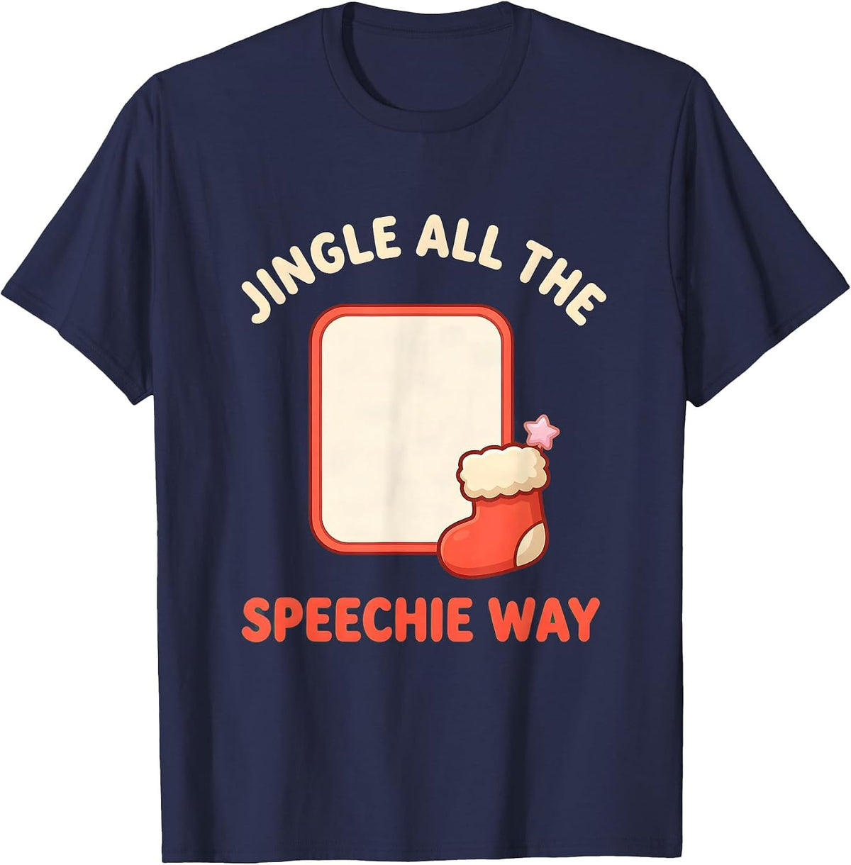 Jingle All the Speechie Way Cute Kawaii Christmas Speech T-Shirt - Navy Blue