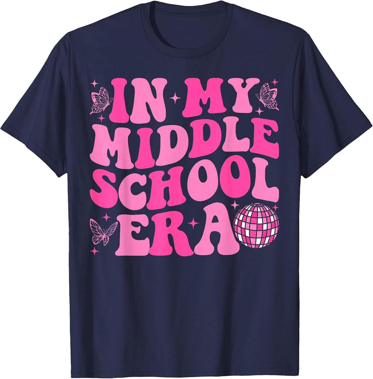 Groovy in My Middle School Era Back to School Teacher T-Shirt - Navy Blue