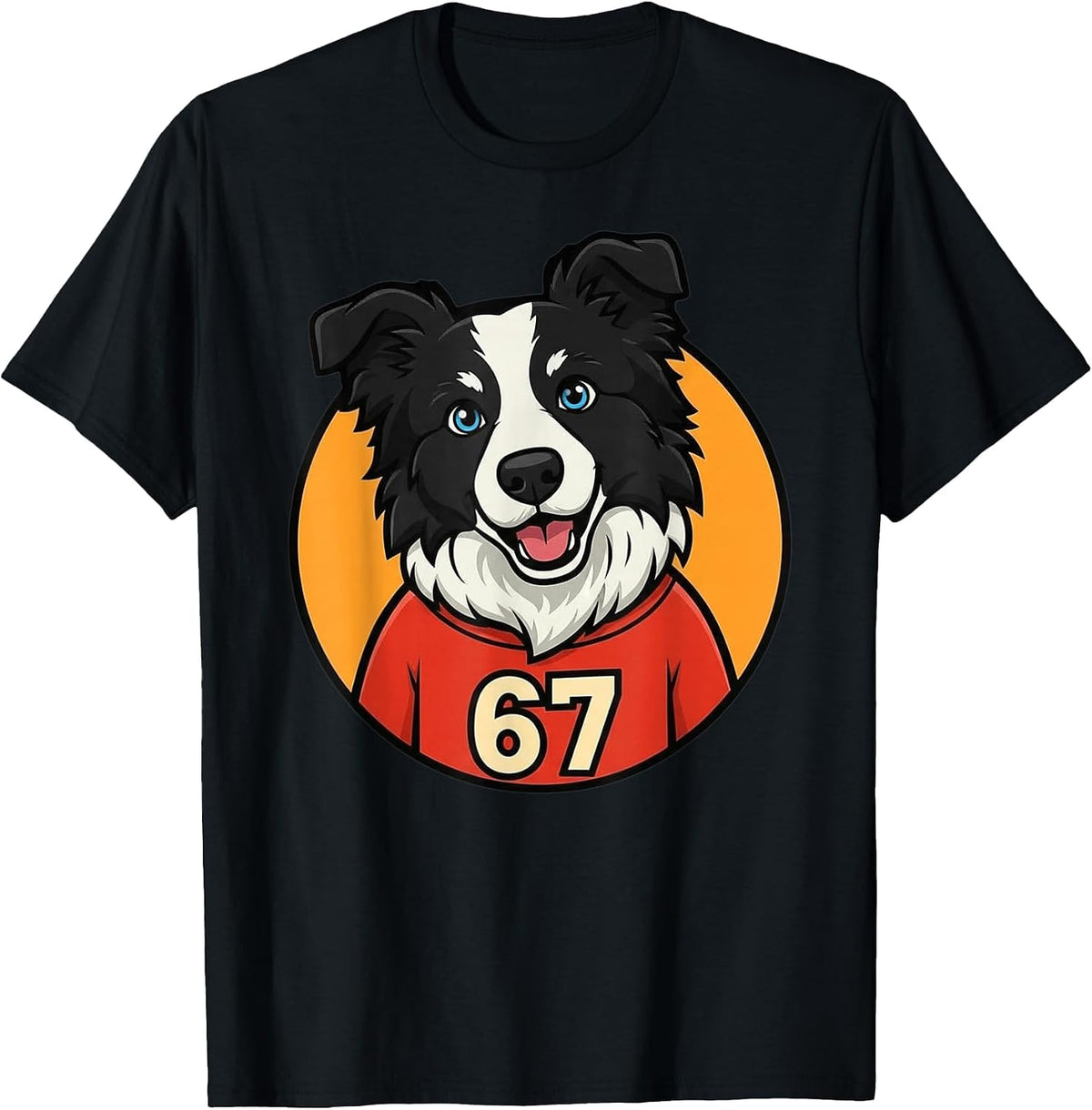67 Border Collie Funny Trend T-Shirt - Black