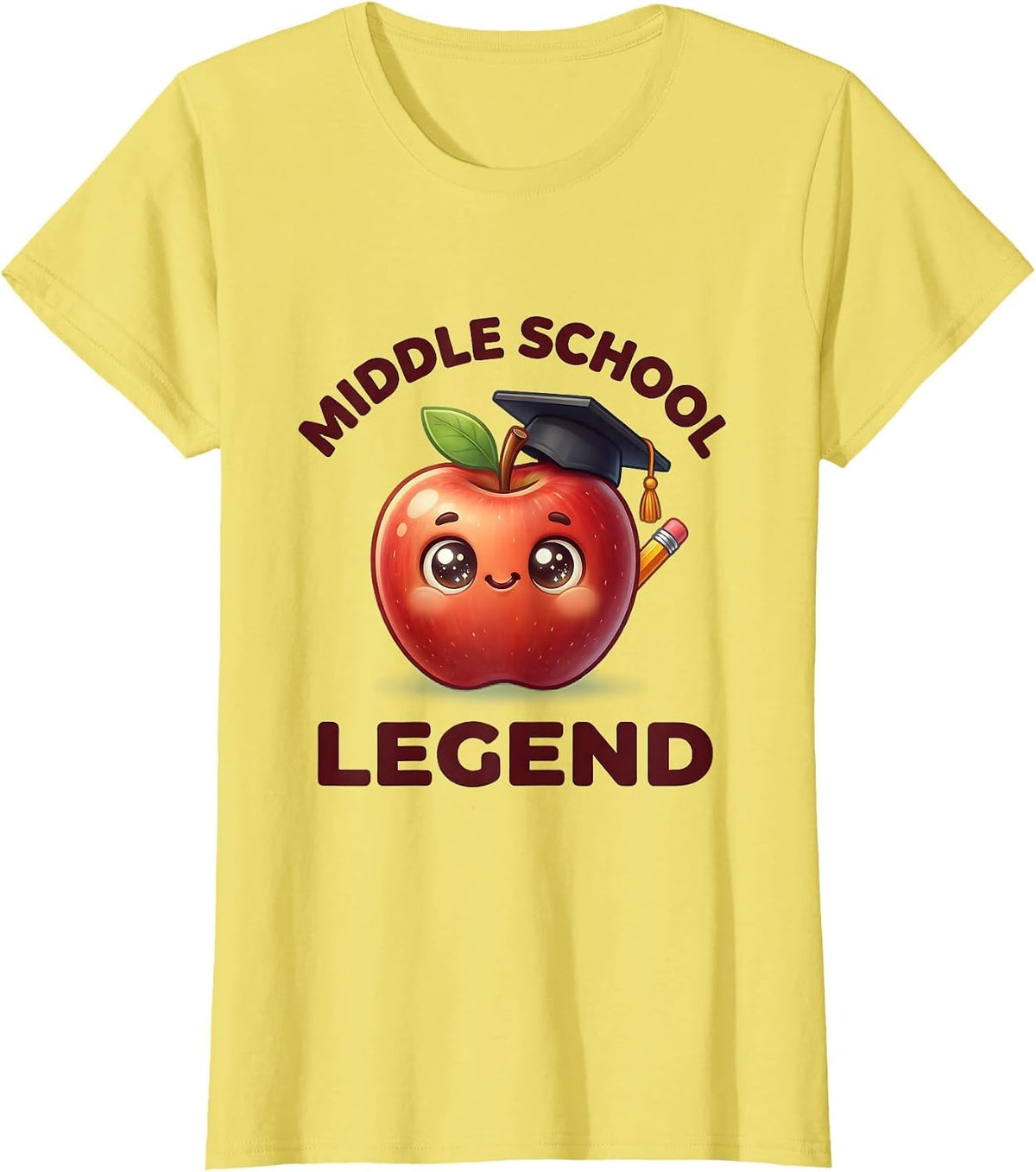 Middle School Legend Educator Graphic Design T-Shirt - Lemon Yellow