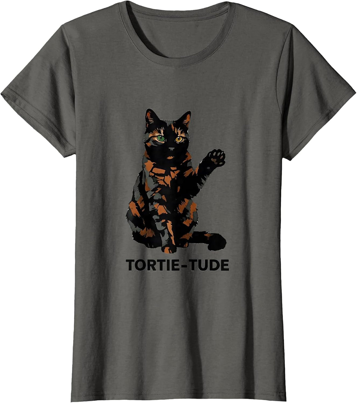 Women's Tortie-Tude Funny Tortoiseshell Cat Owner Tortie Cat Lover T-Shirt - Asphalt Grey