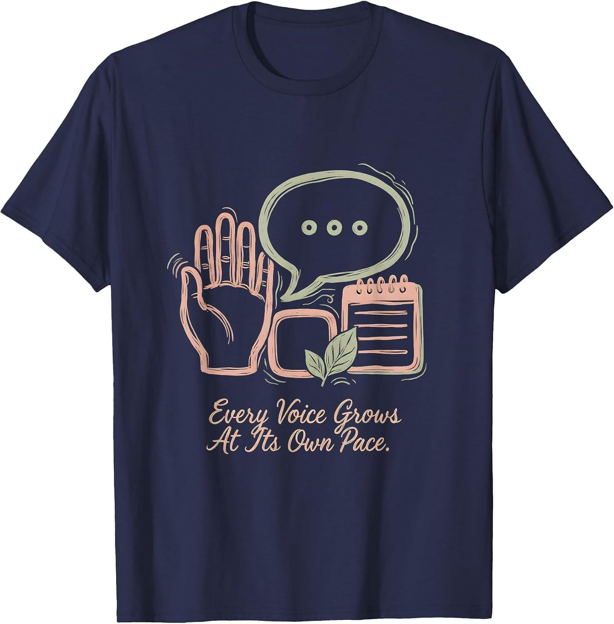 Every Voice Grows At Its Own Pace Boho Special Education T-Shirt - Navy Blue