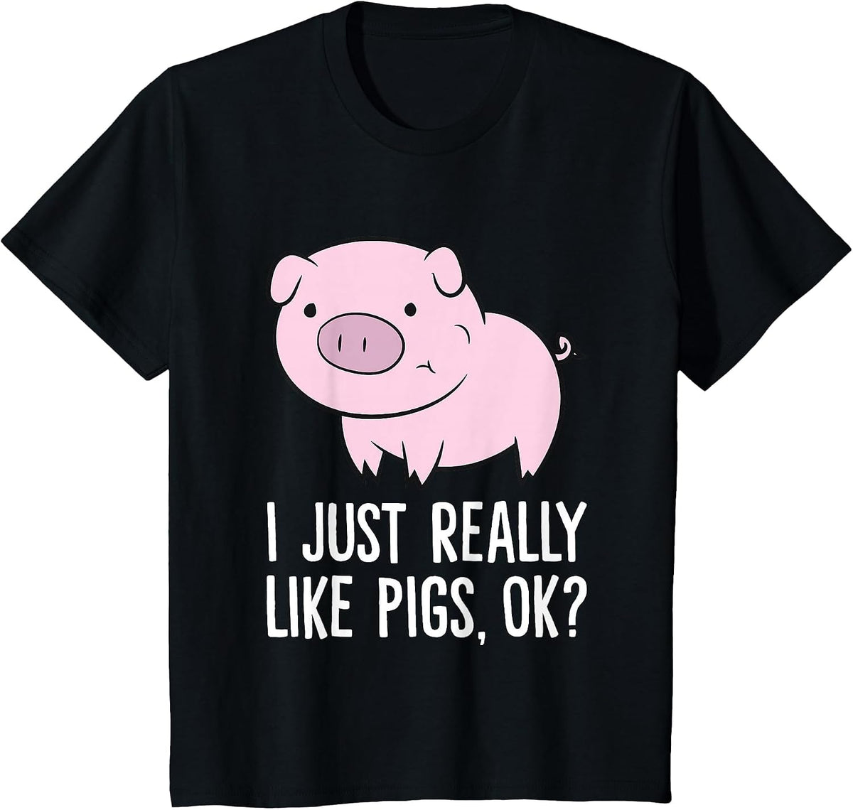 I Just Really Like Pigs, OK? Kids Boys Love Pigs T-Shirt - Black