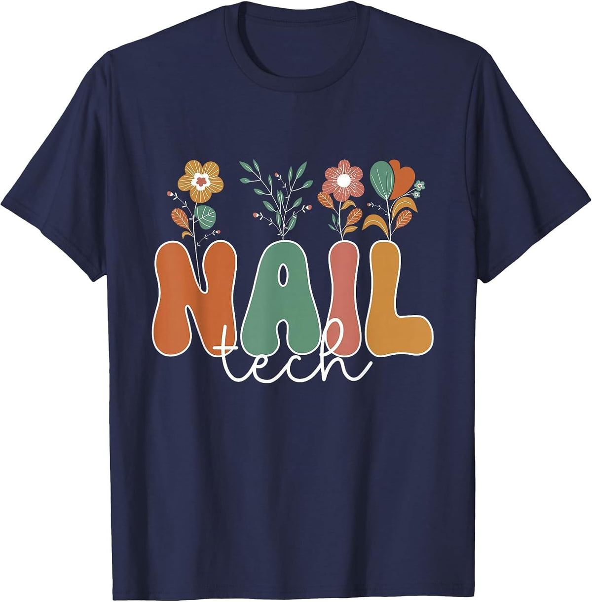 Nail Tech Flower Nail Tech T-Shirt - Navy Blue