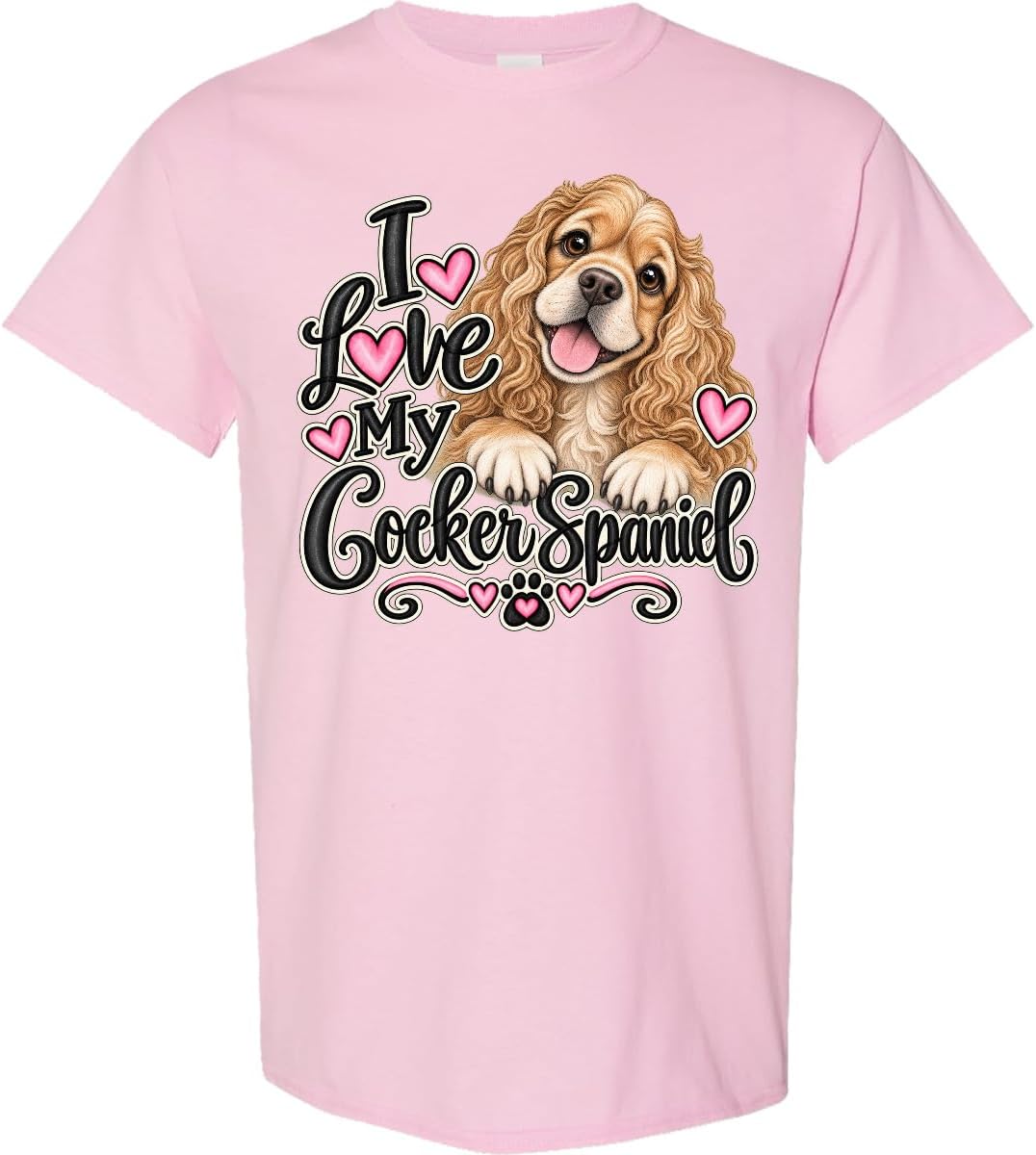 inktastic I Love My Cocker Spaniel Adult T-Shirt - Pink