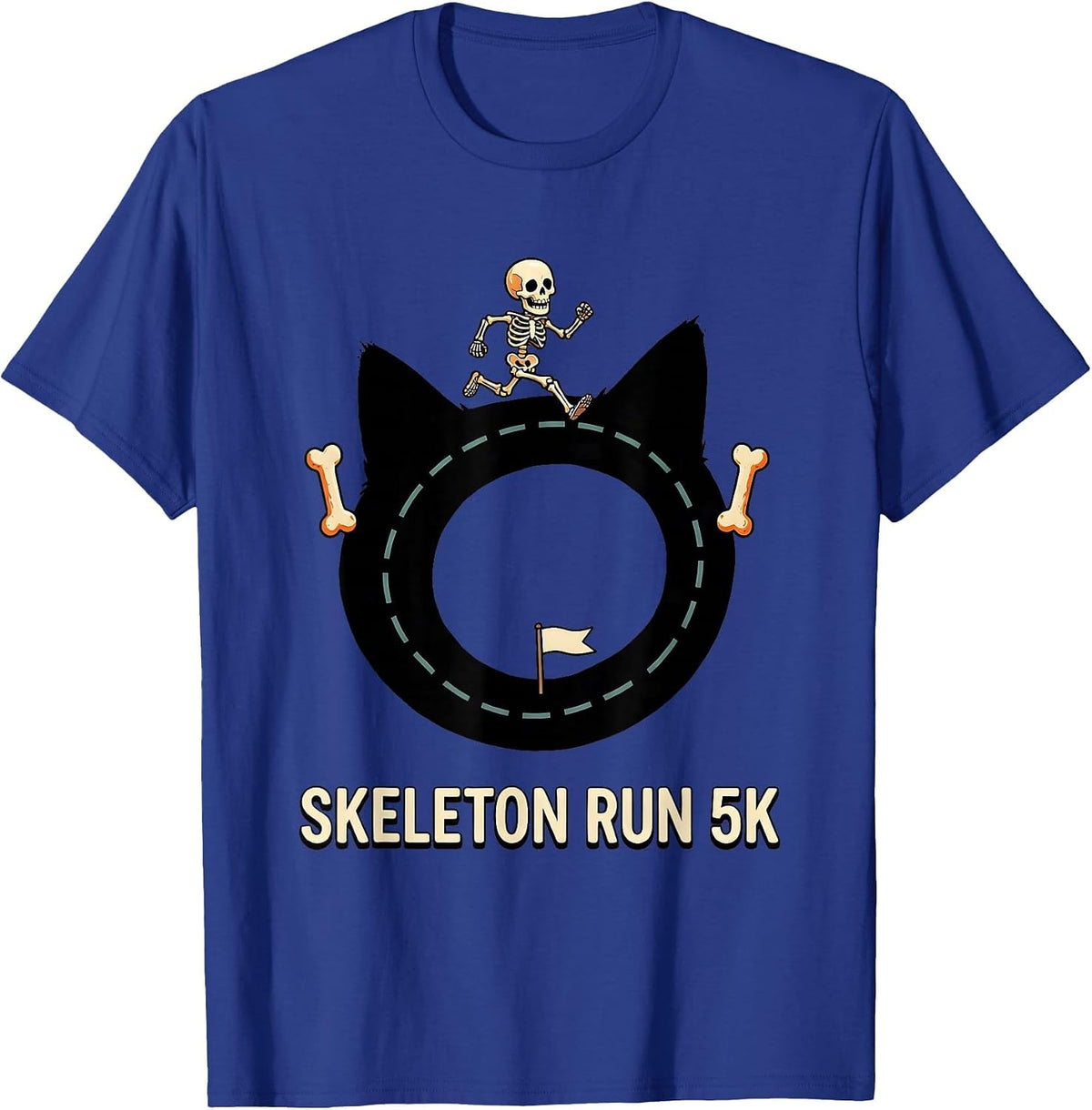 Men's Skeleton Run 5K Funny Halloween Runner Costume Matching T-Shirt - Royal Blue