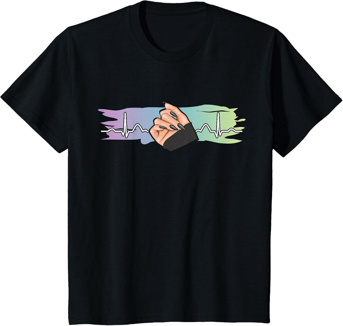 Heartbeat Naildesign Nail Salon Nail Tech T-Shirt - Black