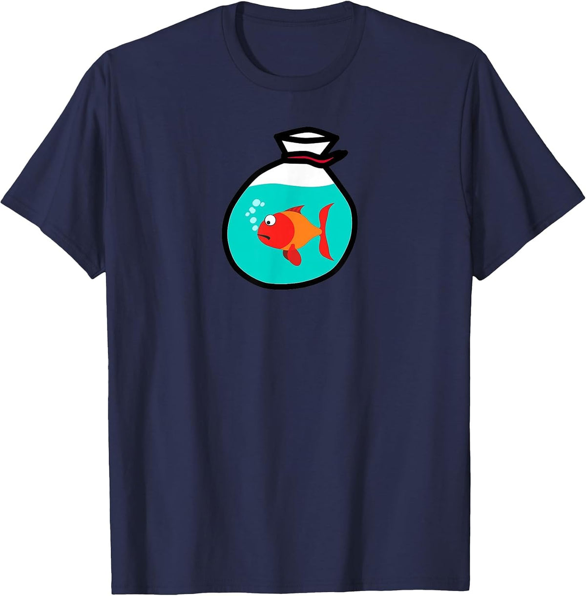 Funny Goldfish in Bag T-Shirt T-Shirt - Navy Blue