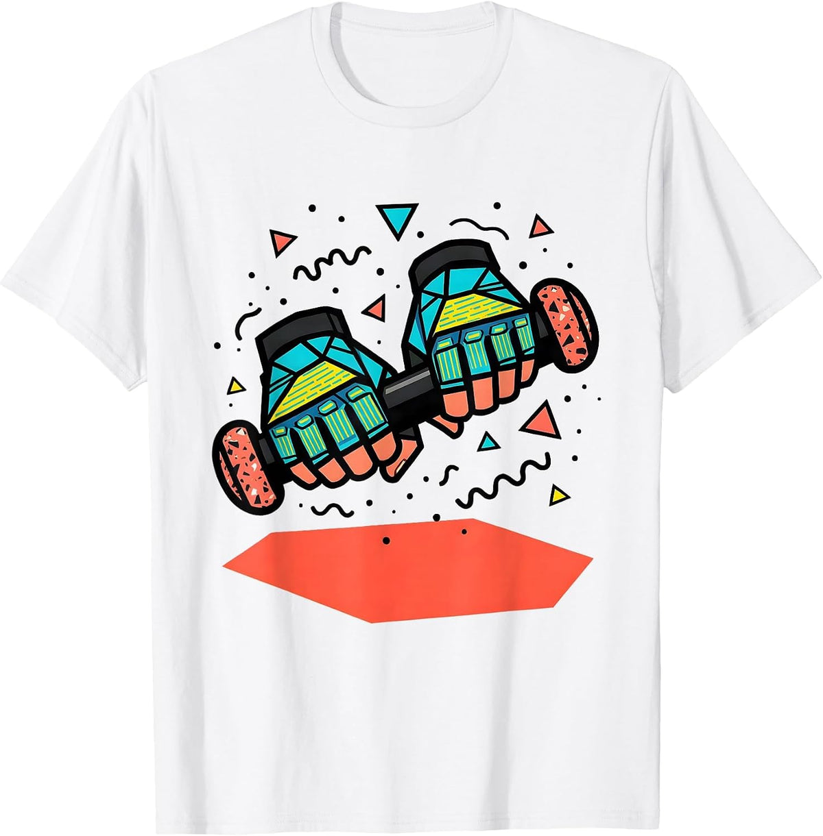 Men's 80s Motorcycle Grip Fingerless Gloves Graphic T-Shirt - White