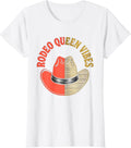 Women's Rodeo Queen Vibes Cowgirl Graphic Design T-Shirt - White