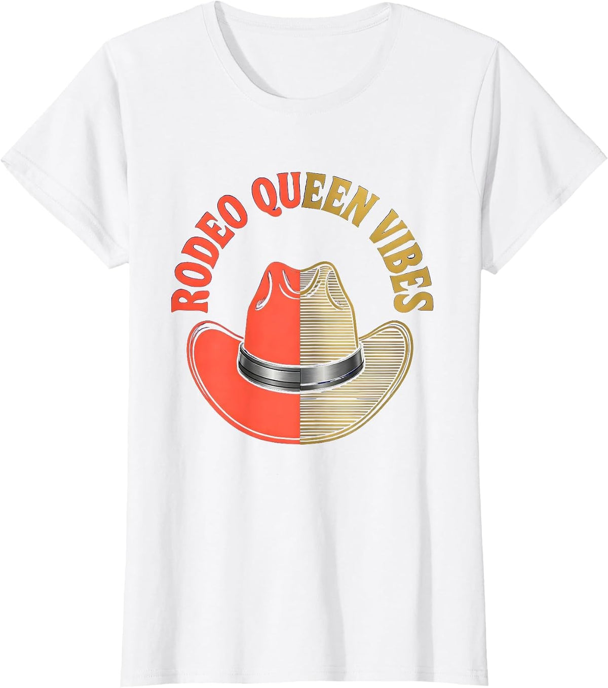 Women's Rodeo Queen Vibes Cowgirl Graphic Design T-Shirt - White