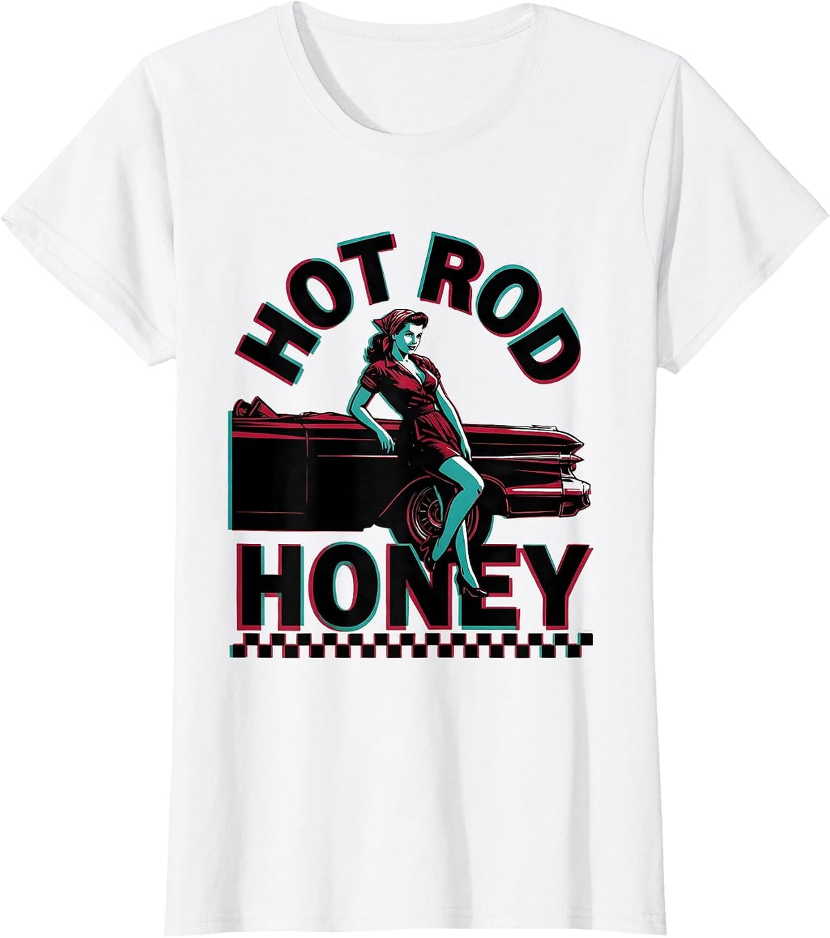 Women's Hot Rod Honey Retro 1950s Sock Hop Rockabilly Party Costume T-Shirt - White