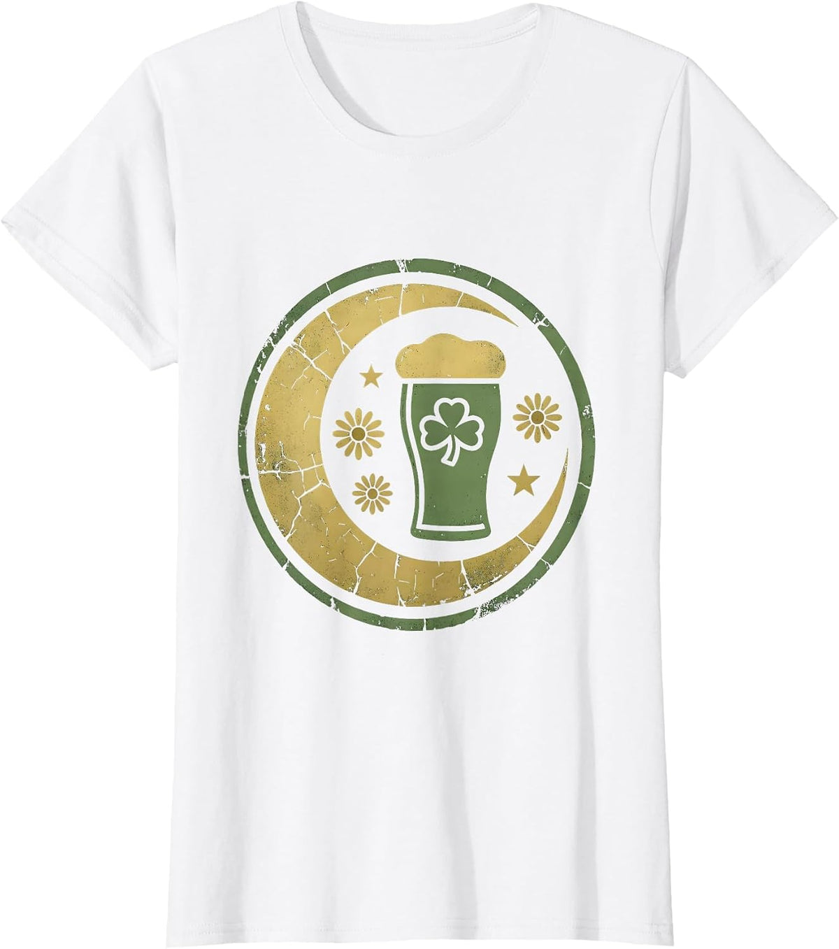 St Patricks Day Beer Sipping Shamrock Foam Art T-Shirt - White