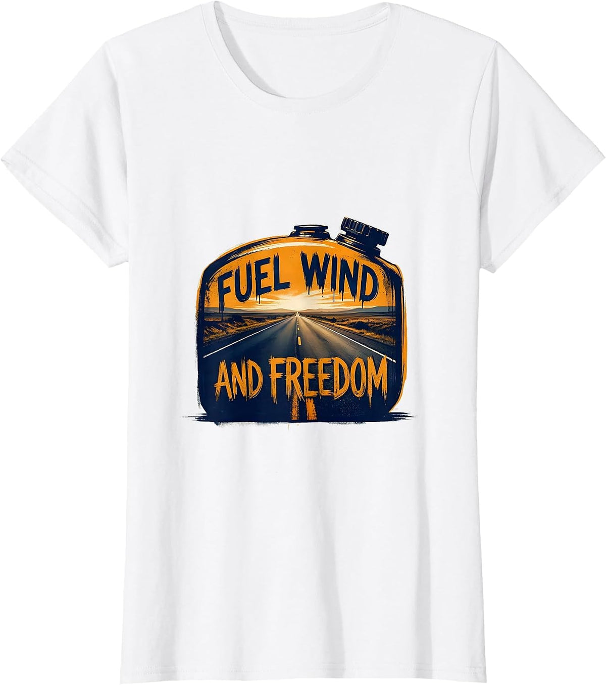 Fuel Wind and Freedom Motorcycle Graphic Design T-Shirt - White