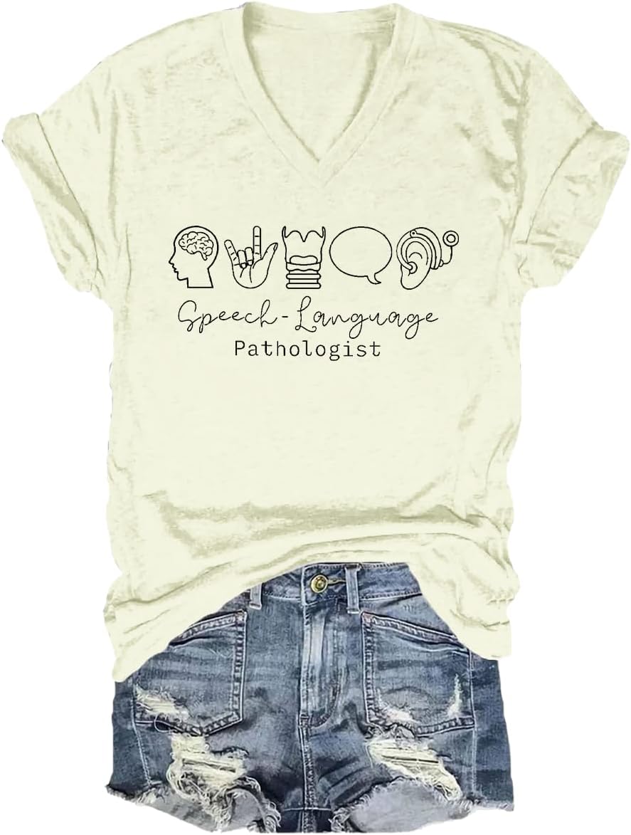 Speech Therapy Shirt Speech Therapist t-Shirt Language Pathologist T-Shirt SLP Tee - Creamy Yellow-1