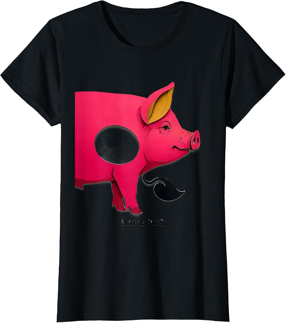 I Love Pigs Funny Pig Lover Farm Animal Humor T-Shirt - Black