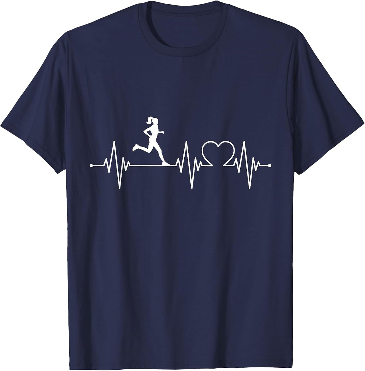 Runner Heartbeat Running Lover Gift T-Shirt - Navy Blue