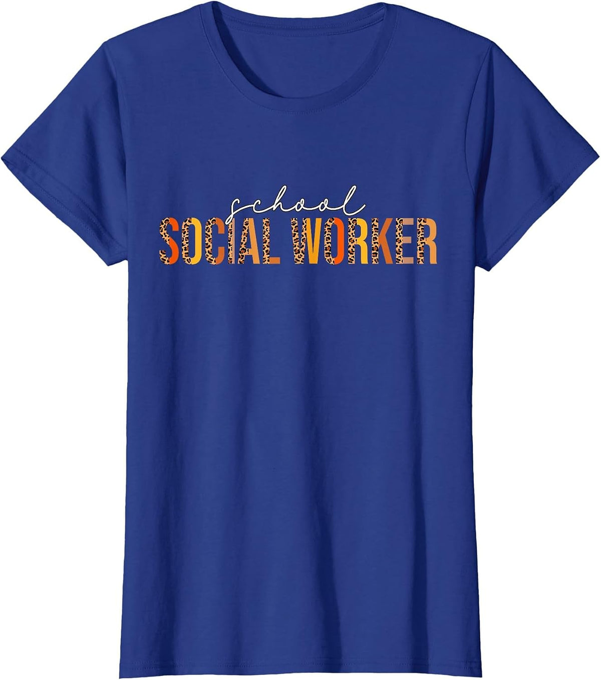 Leopard Fall Autumn Lovers Thanksgiving School Social Worker T-Shirt - Royal Blue