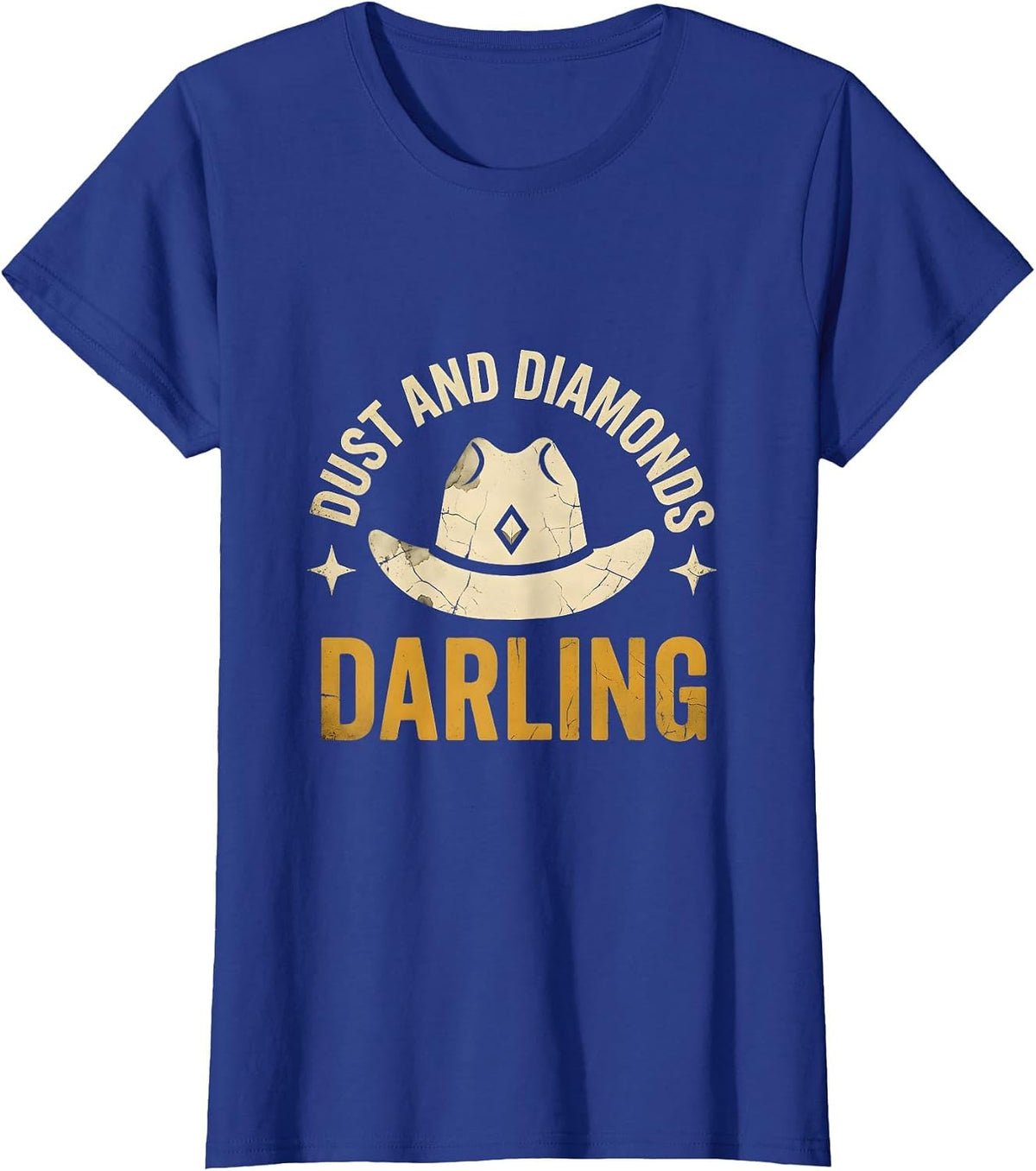 Women's Dust and Diamonds Darling Girls Western Design T-Shirt - Royal Blue