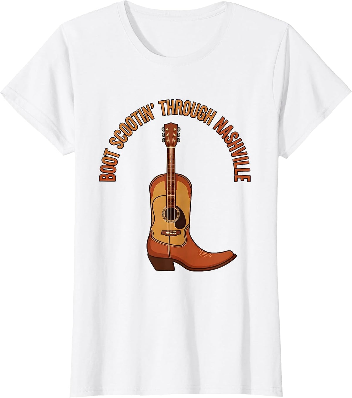 Boot Scootin' Through Nashville Graphic Design T-Shirt - White
