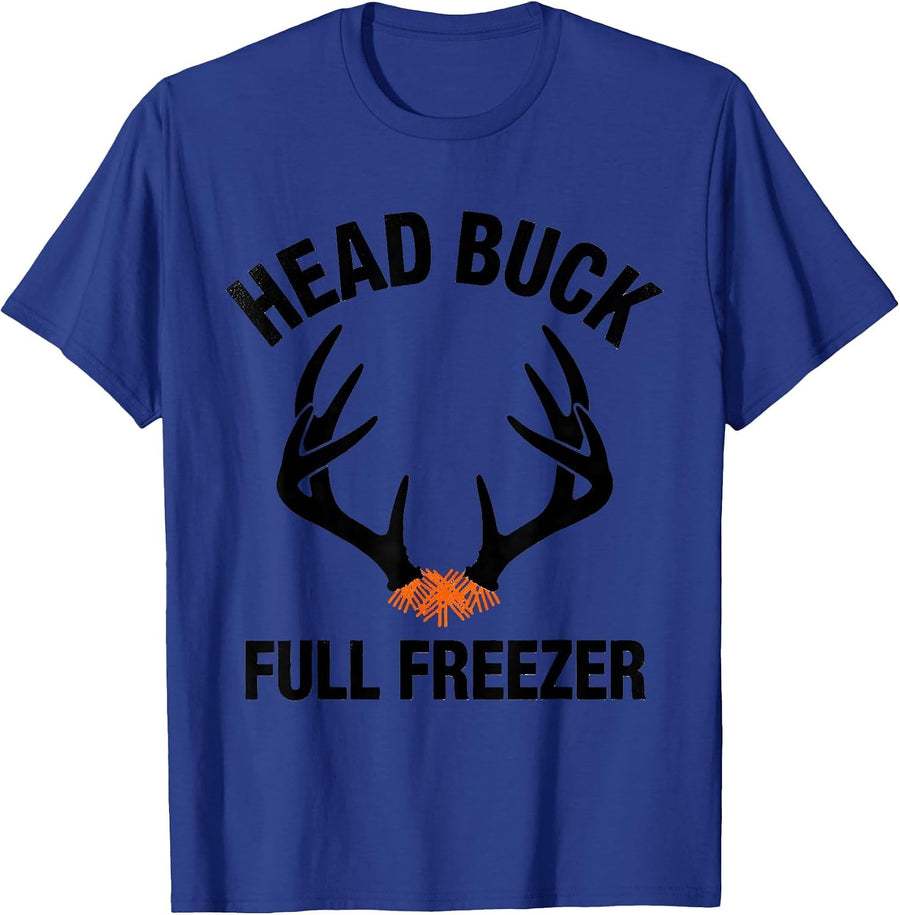 Head Buck Full Freezer Funny Deer Hunting Camo Dad Humor T-Shirt - Royal Blue