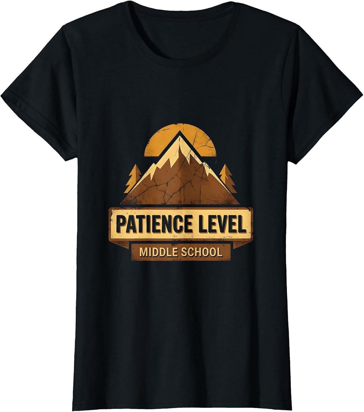 Patience Level Middle School Teacher Design T-Shirt - Black