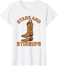 Women's Stars and Stirrups Western Graphic Design T-Shirt - White